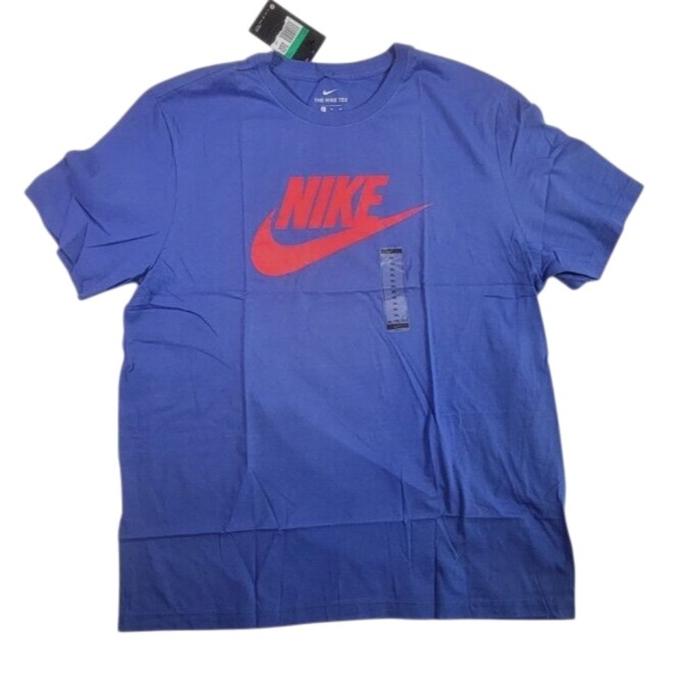 Nike Blue Mens Shirt‎ Red Swoosh Logo XL 76ers Bills Rangers SMU Mustangs NEW